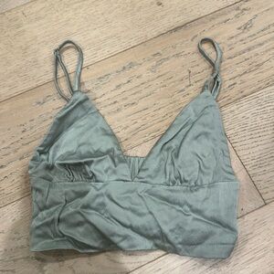 Seafoam green silky bralette top Zara XS